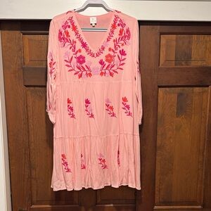 J. Marie Floral Embroidered Pink Dress